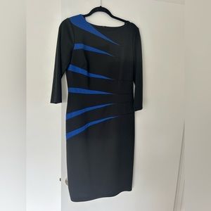 David Meister black/blue dress size 10 NWT